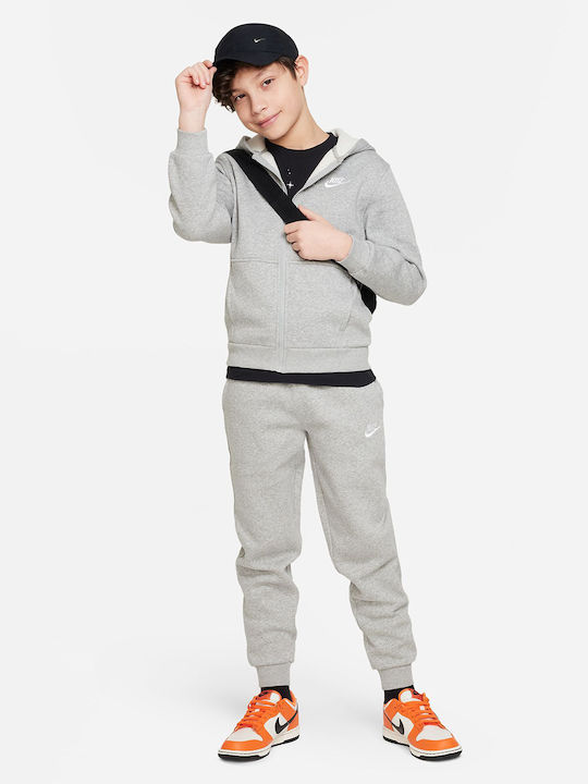 Athletic Kids Sweatshirt Cardigan Cotton with Hood Gray Sportswear Club