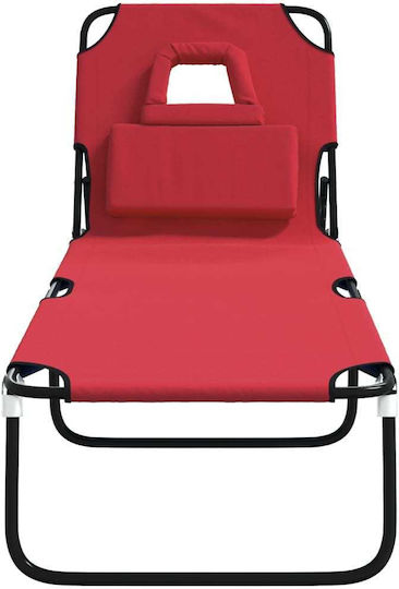 vidaXL Foldable Steel Beach Sunbed Red 189x56x83cm