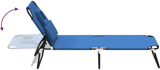 vidaXL Foldable Steel Beach Sunbed Blue 189x56x83cm