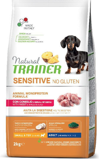 Natural Trainer Sensitive Plus Small & Toy 2kg Dry Food Gluten-Free for Adult Small Breed Dogs with Rabbit