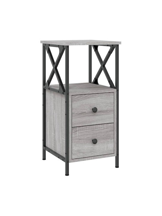 Wooden Bedside Table Gray 34x35.5x70cm