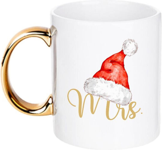 Set Christmas Mugs Ceramic White 2pcs