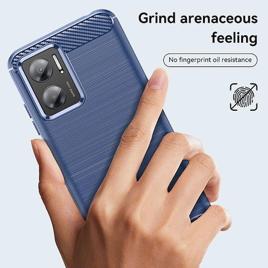Brushed Carbon Fiber Back Cover Σιλικόνης Navy Μπλε (Redmi 10 5G)