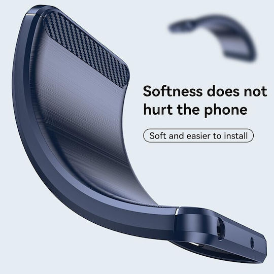 Brushed Carbon Fiber Back Cover Σιλικόνης Navy Μπλε (Redmi 10 5G)