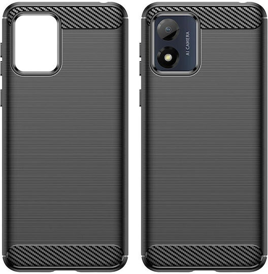 Brushed Carbon Fiber Back Cover Silicon Negru (Moto E13)