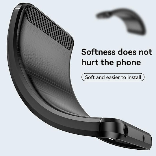 Brushed Carbon Fiber Задна корица Силикон Черен (Redmi 10 5G)