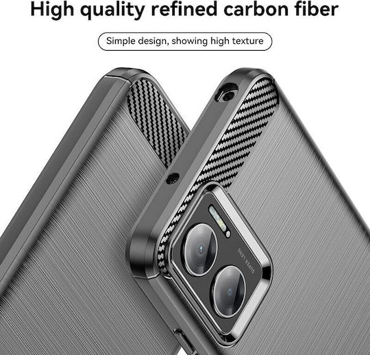 Brushed Carbon Fiber Задна корица Силикон Черен (Redmi 10 5G)