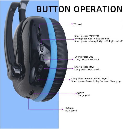 Andowl Q-E52 Über Ohr Gaming-Headset mit Verbindung Bluetooth Schwarz