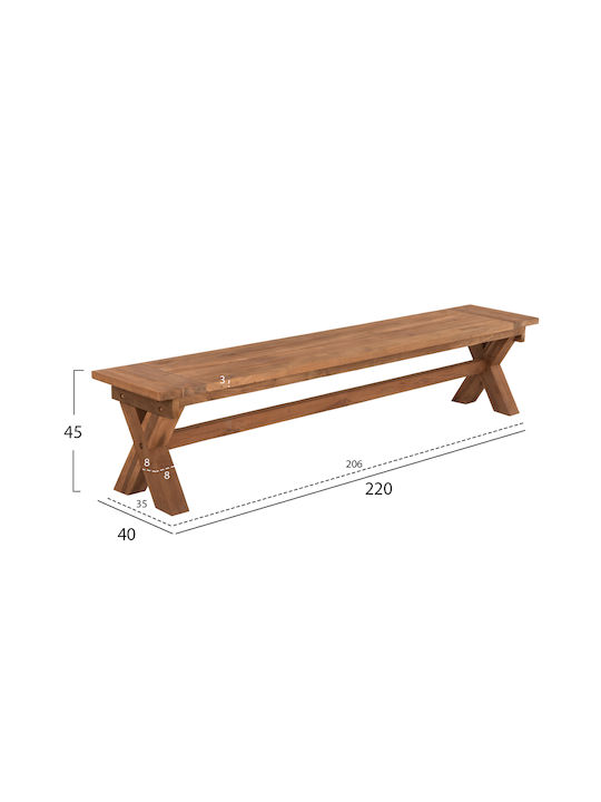 Bench Outdoor Wooden 220x40x45cm