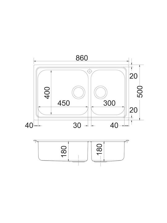 Apell SG 862 Drop-In Мивка Ляв Inox Сатен Ш86xД50см Сребрист