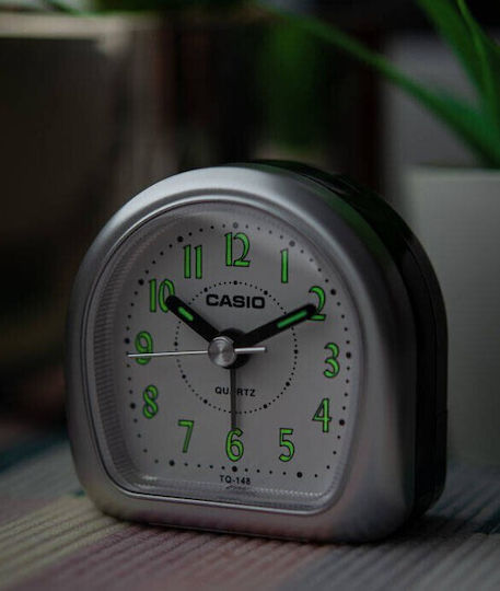 Casio Επιτραπέζιο Ρολόι με Δείκτες Πλαστικό με Ξυπνητήρι Γκρι TQ-148-8E