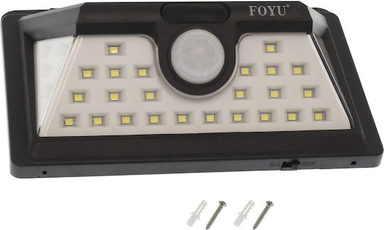 Foyu Smd Plastic Solar Panel Street Solar Light 30W 2700lm Cold White 6500K with Motion Sensor and Photocell IP65 15.7cmx10.5cmx4.5cmcm