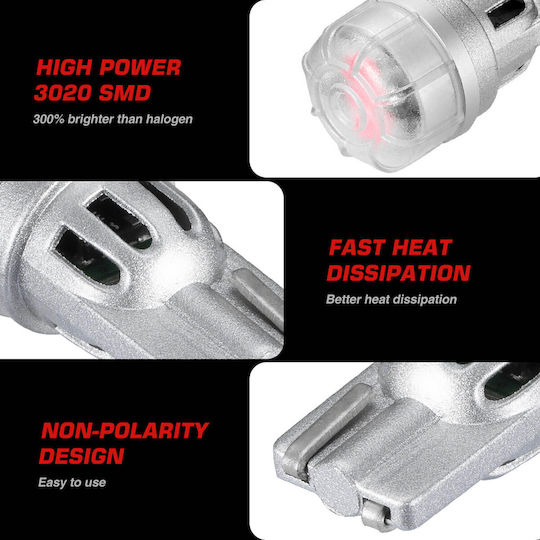 NovSight Lamps Car & Motorcycle T10 / W5W Canbus LED 6500K Red 12V 3W 2pcs