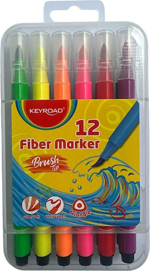 Keyroad Fiber Marker Brush Tip Zeichenmarker Dünne Set 12Stück