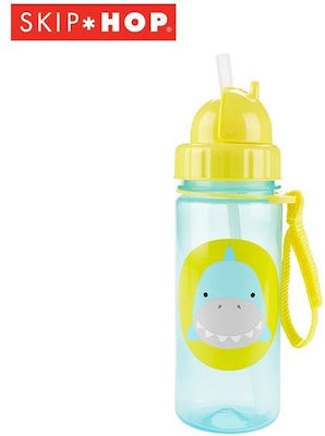 Skip Hop Kids Plastic Water Bottle with Straw Καρχαρίας Light Blue 384.5ml