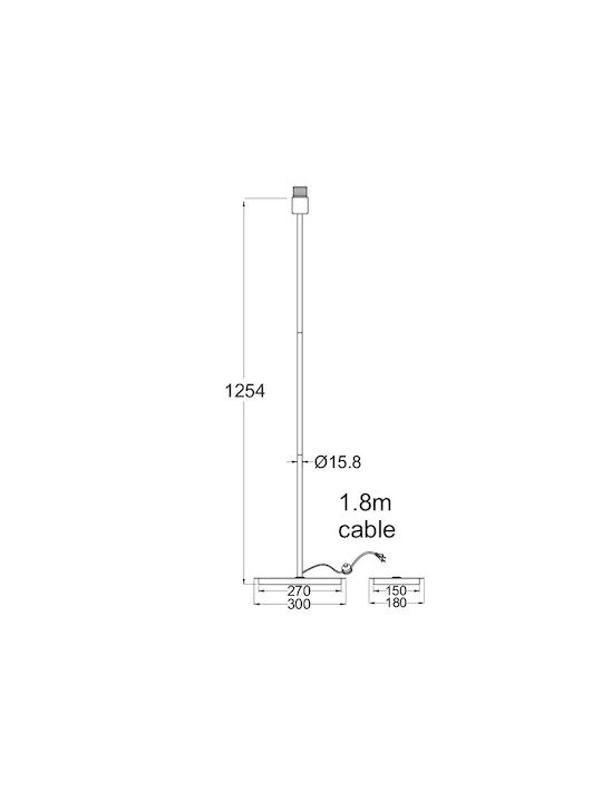 Aca Mix&match Floor Lamp H125xW27cm. with Socket for Bulb E27 Silver