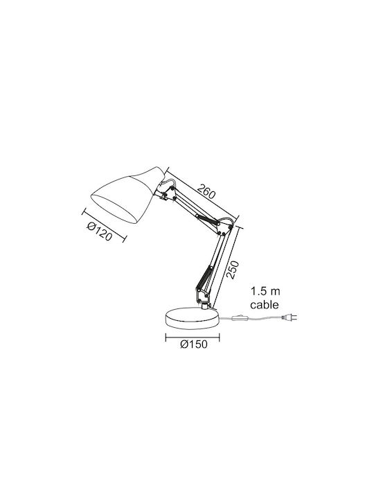 Aca Kingston Office Lamp with Foldable Arm for Socket E27 in Pink Color
