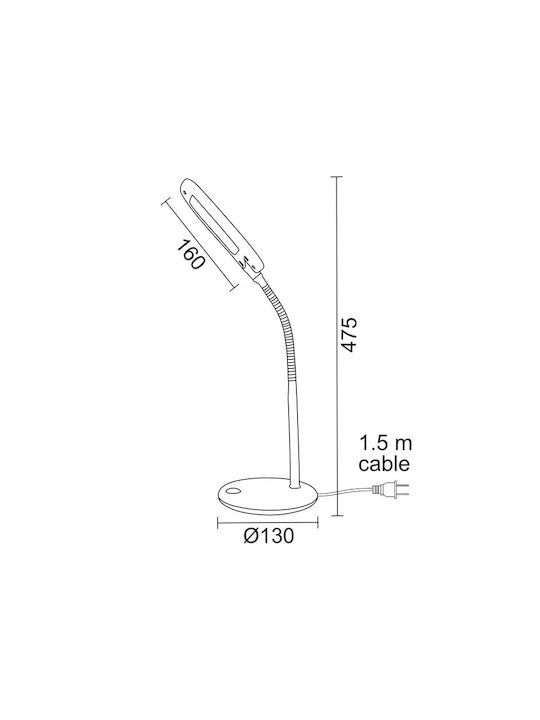 Aca Baz LED Office Lamp with Flexible Arm in Silver Color