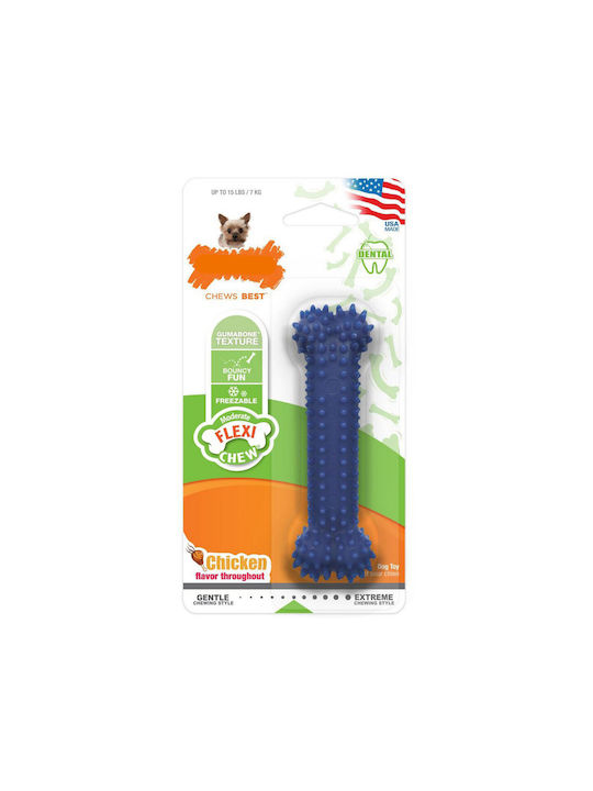 Nylabone Dental Jucărie Os de Câine de Ros cu Gust de Pui Mici Albastru