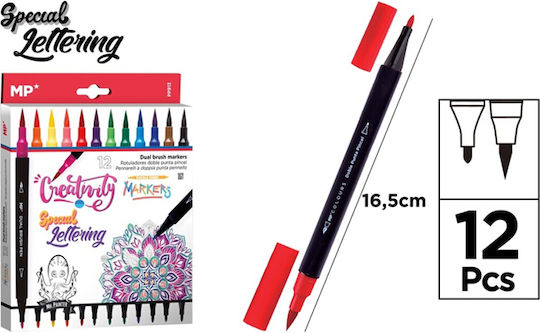 Artix Dual Tip Brush Pens Drawing Markers Double Tip Set 12pcs