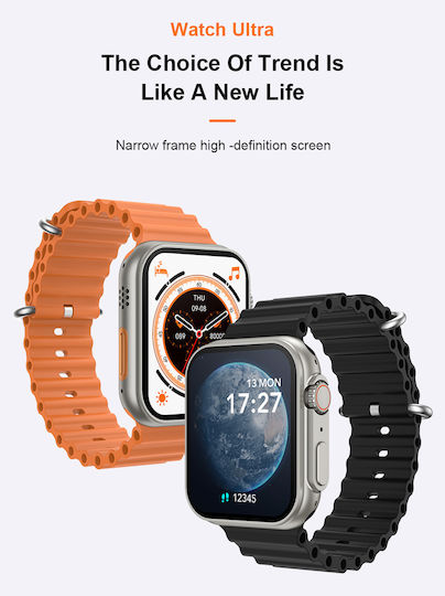 U8 Ultra 45mm Smartwatch with Heart Rate Monitor (Black)