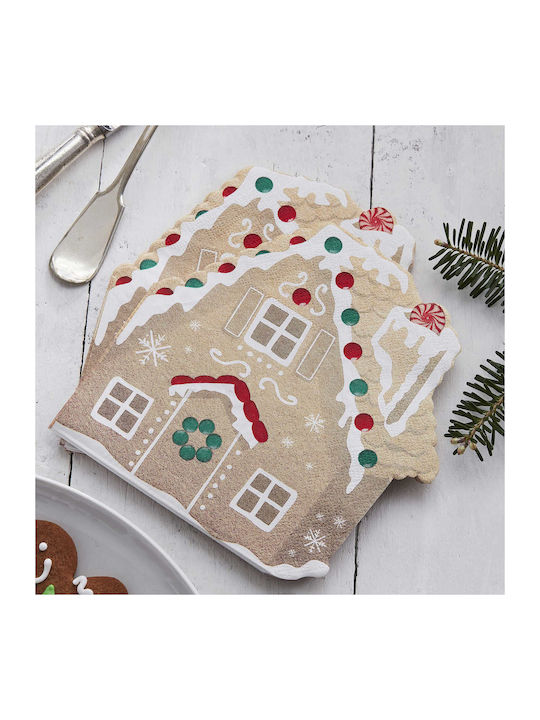 Ginger Ray Set of Christmas Napkins Disposable L16.5xW16.5cm. 16pcs