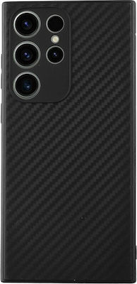 Volte-Tel Carbon Camera Protective Umschlag Rückseite Silikon Schwarz (Galaxy S23 Ultra)