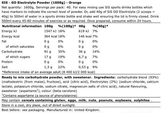 Science In Sport Go Electrolyte Πορτοκάλι 1600gr