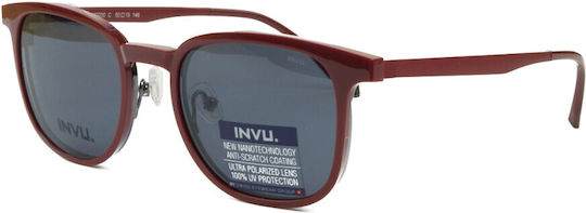 Invu Metallisch Brillenrahmen mit Clip On Rot M3200C