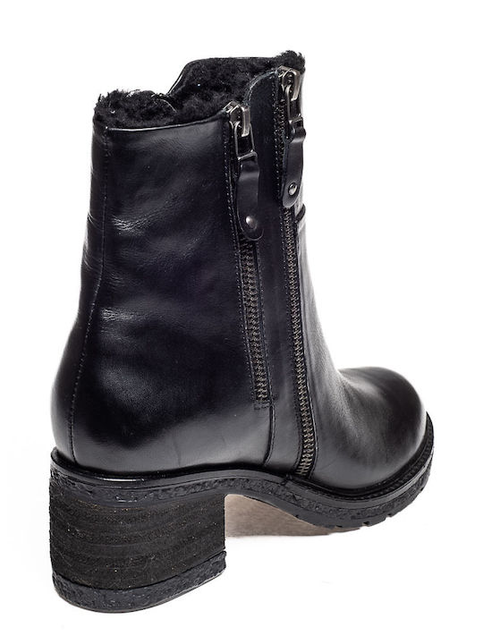 Leder Stiefeletten Damen Schwarz