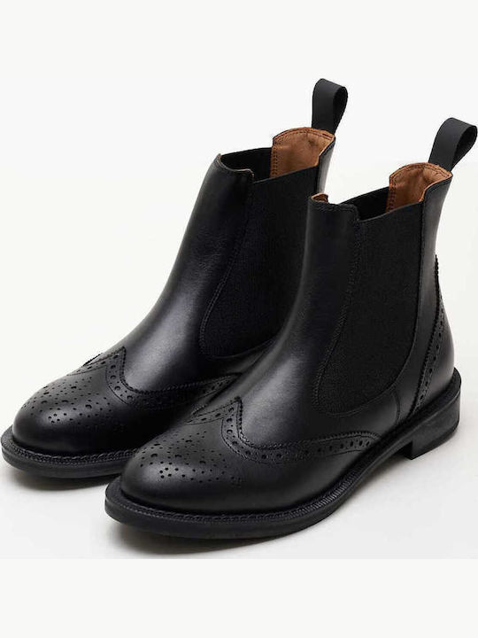Leder Damen Chelsea Stiefeletten Schwarz