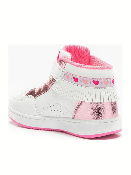 Frangetta Mix Kids Sneakers High with Scratch Bianco Rosa