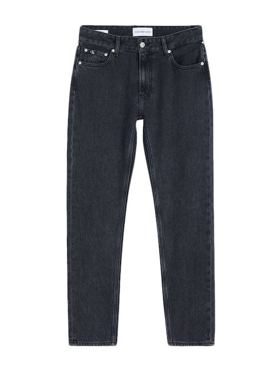 Ανδρικό Παντελόνι Τζιν Cropped με Regular Straight Εφαρμογή Denim Black