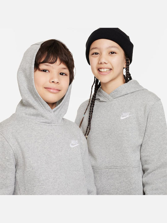 Fleece Kids Sweatshirt with Hood Gray Sportswear Club