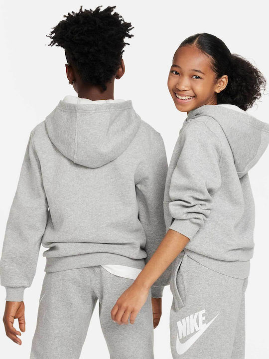 Fleece Παιδικό Φούτερ με Κουκούλα Γκρι Sportswear Club