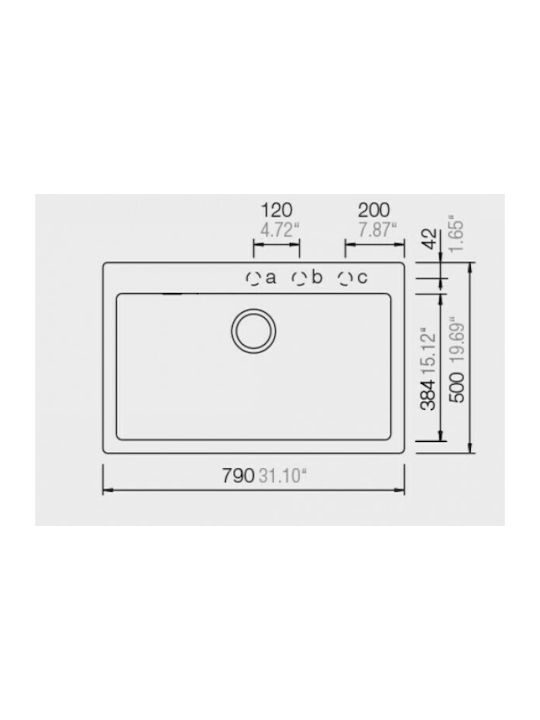 Schock Cristalite Manhattan 110-30080-1511 Drop-In Sink Synthetic Granite W79xD50cm Everest