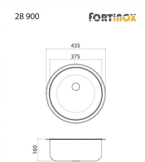 Fortinox Valley 28900 108-28900-110 28900-110 Поддръжка Мивка Inox Сатен Ш43.5xД43.5см Сребрист