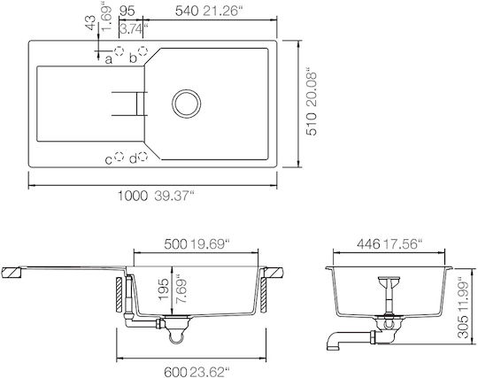 Schock Cristalite Manhattan 110-30100-1551 Drop-In Chiuvetă din Granit Sintetic L100xW50cm Mocha