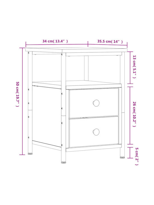 Wooden Bedside Table 34x35.5x50cm
