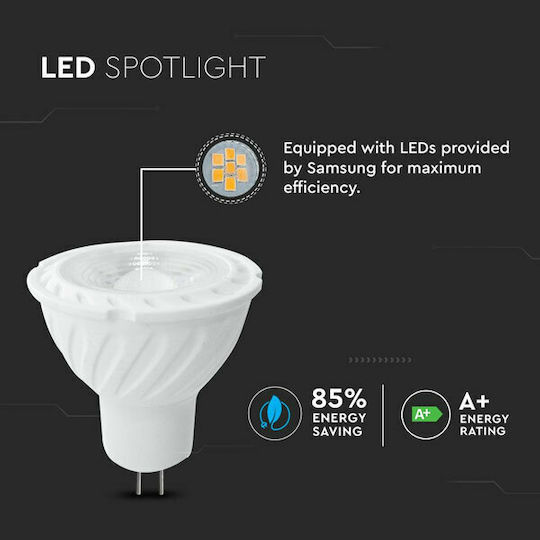 V-TAC LED Bulb 6.5W for Socket GU5.3 and Shape MR16 Warm White 450lm
