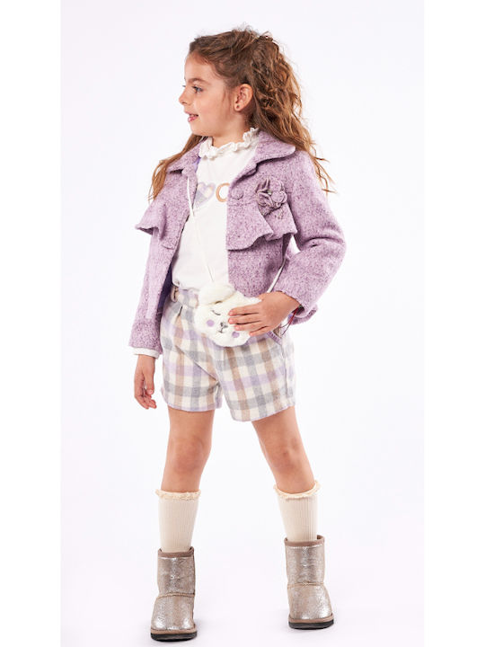 Εβίτα Kids Set with Shorts Winter 3pcs Lilac