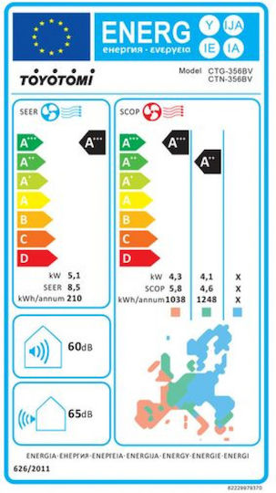 Toyotomi Erai Κλιματιστικό Inverter 24000 BTU A+++/A+ με Τεχνητή Νοημοσύνη Black Velvet