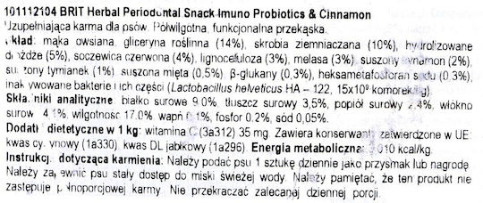 Brit Dental Stick Immuno Probiotics & Cinnamon Chew Stick for Dogs against Tartar & Plaque 251gr 7pcs