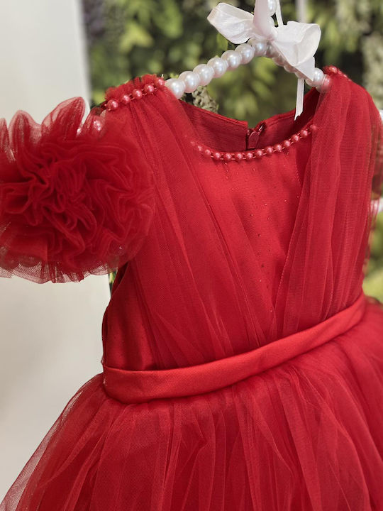 Rochie pentru Copii Din tul Set cu Accesorii Roșu