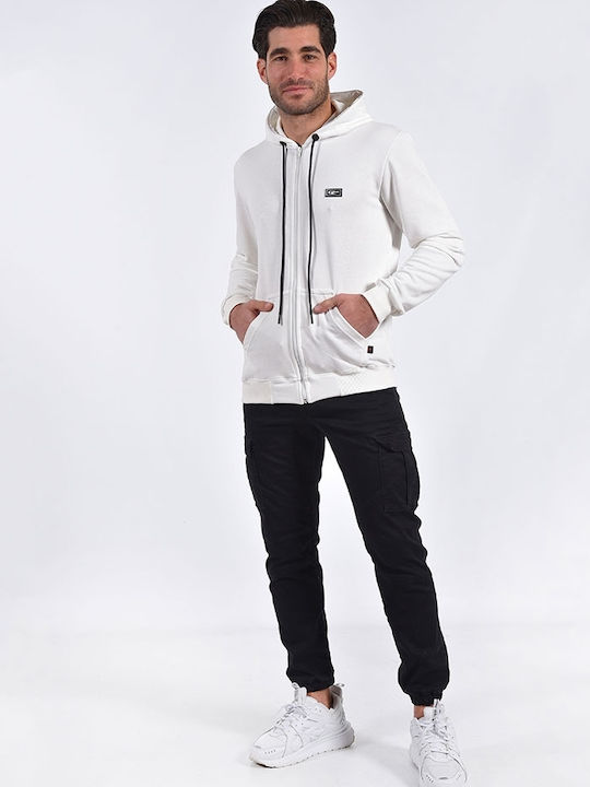 Clever Men's Sweatshirt Jacket with Hood White