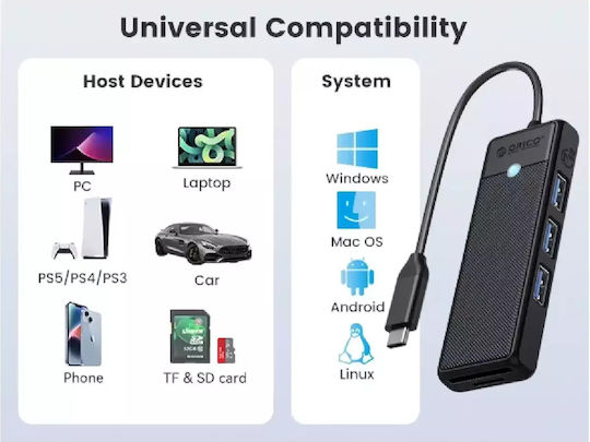 Orico Hub 3 Θυρών USB 3.0 με σύνδεση USB-C