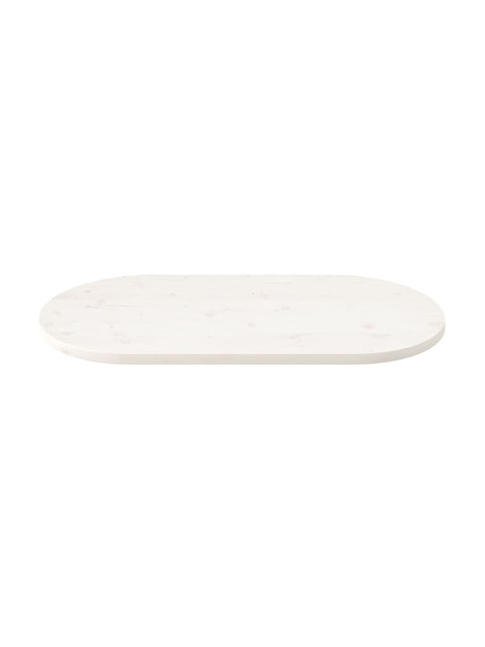 vidaXL Oval Tischoberfläche aus Massivholz in Weiß Farbe 100x50x2.5cm 824361 1Stück
