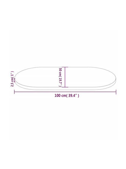 vidaXL Oval Tischoberfläche aus Massivholz in Weiß Farbe 100x50x2.5cm 824361 1Stück