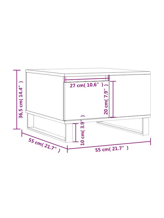 Quadratischer Beistelltisch aus Holz mit Schubladen Beige M55xL55xH36,5cm