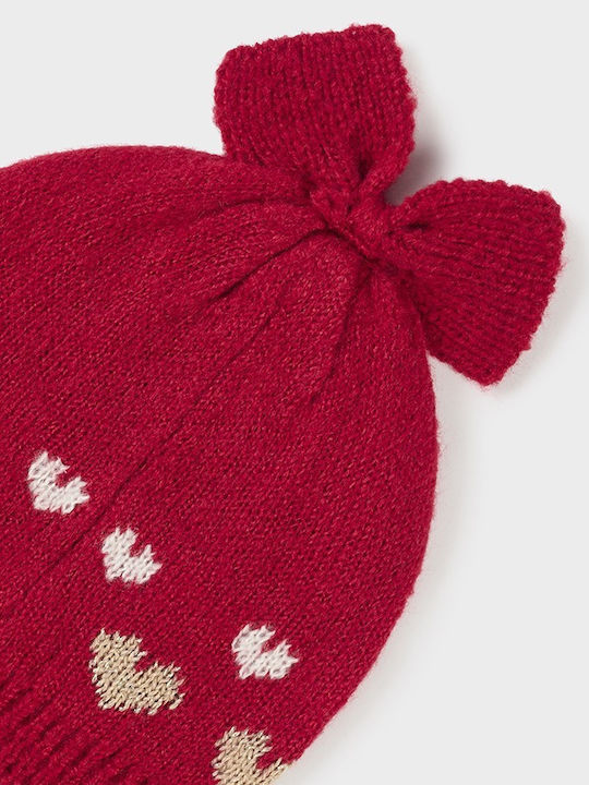 Kids Beanie Set with Scarf & Gloves Knitted Red